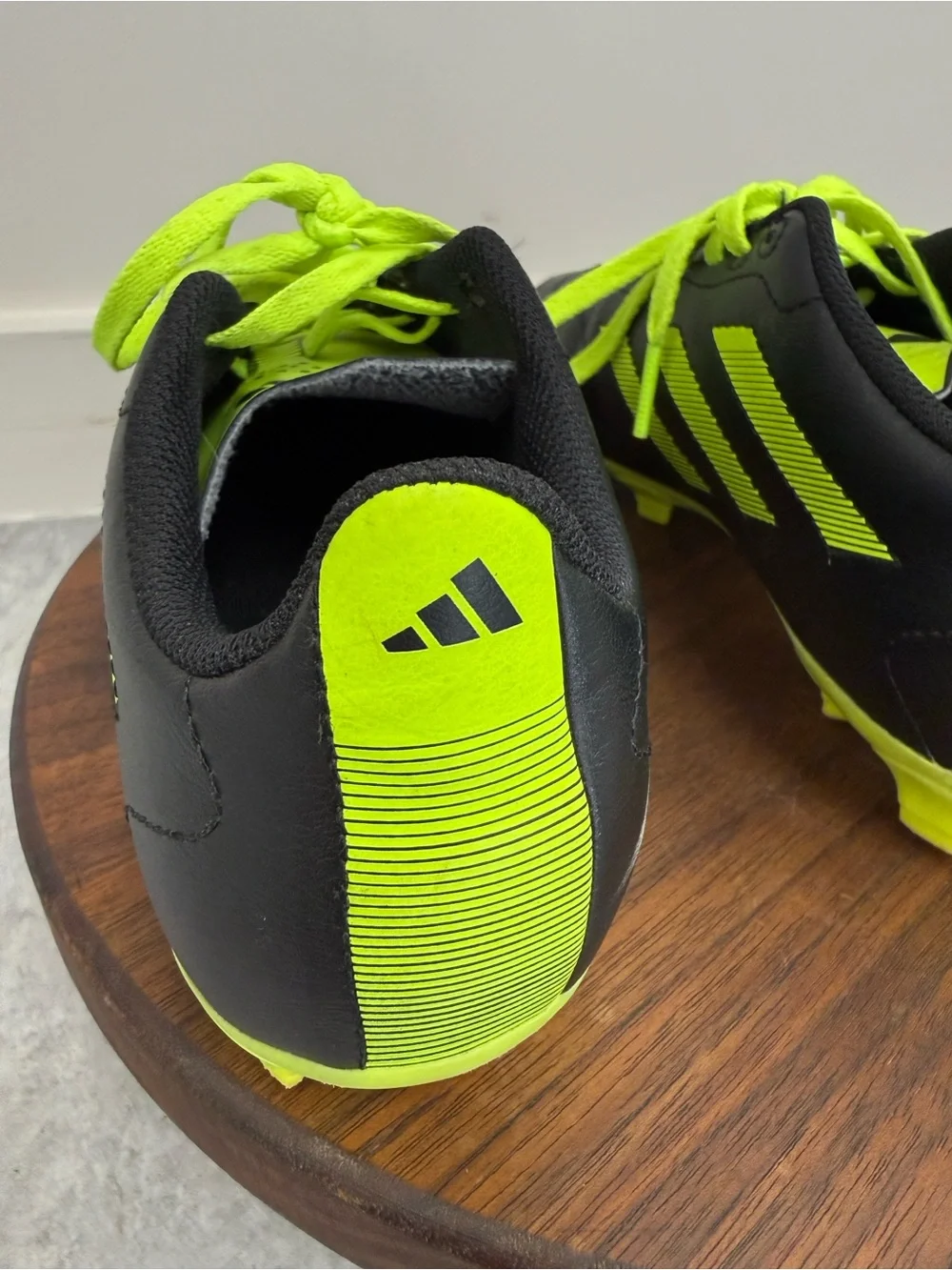 Adidas Soccer Cleats Youth Size 5.5 Black Neon Yellow FG‎ Cleats Fits Womens 7
